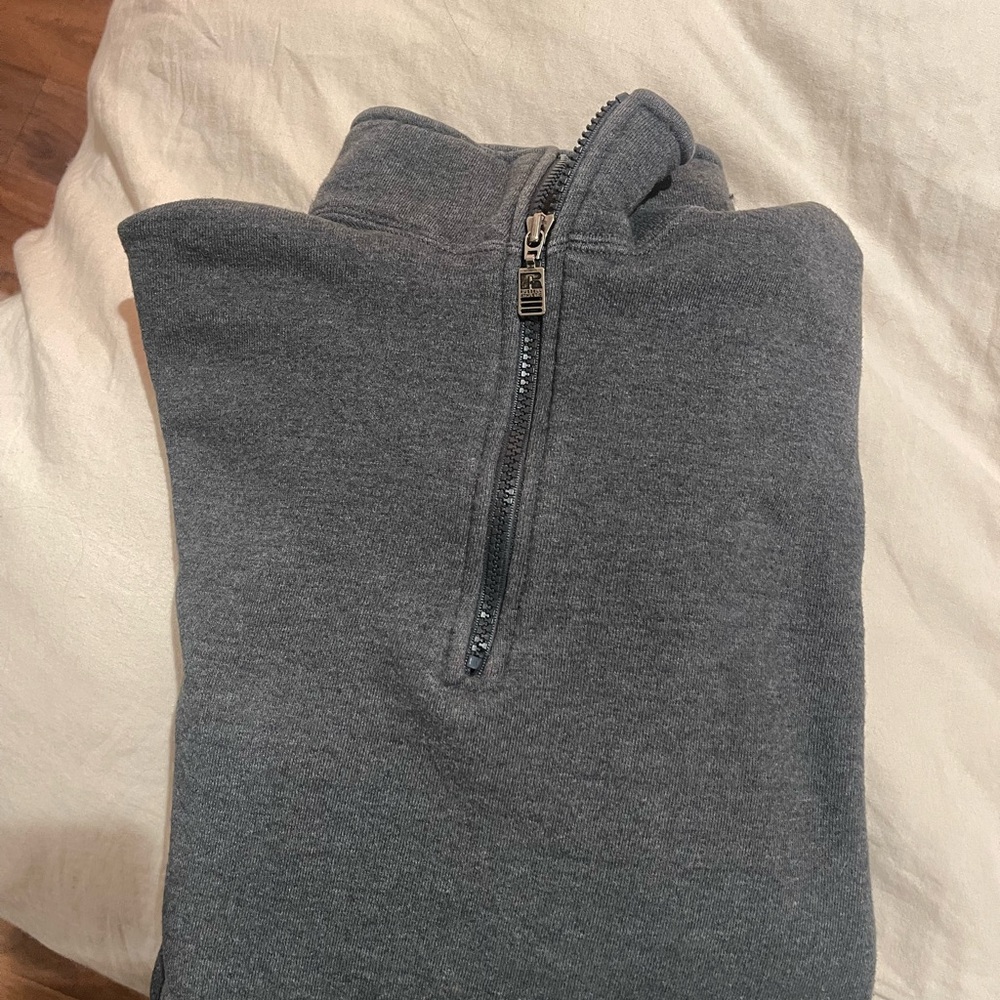 90s Vintage Russell Athletic Men's Gray Half-Zip Sweater